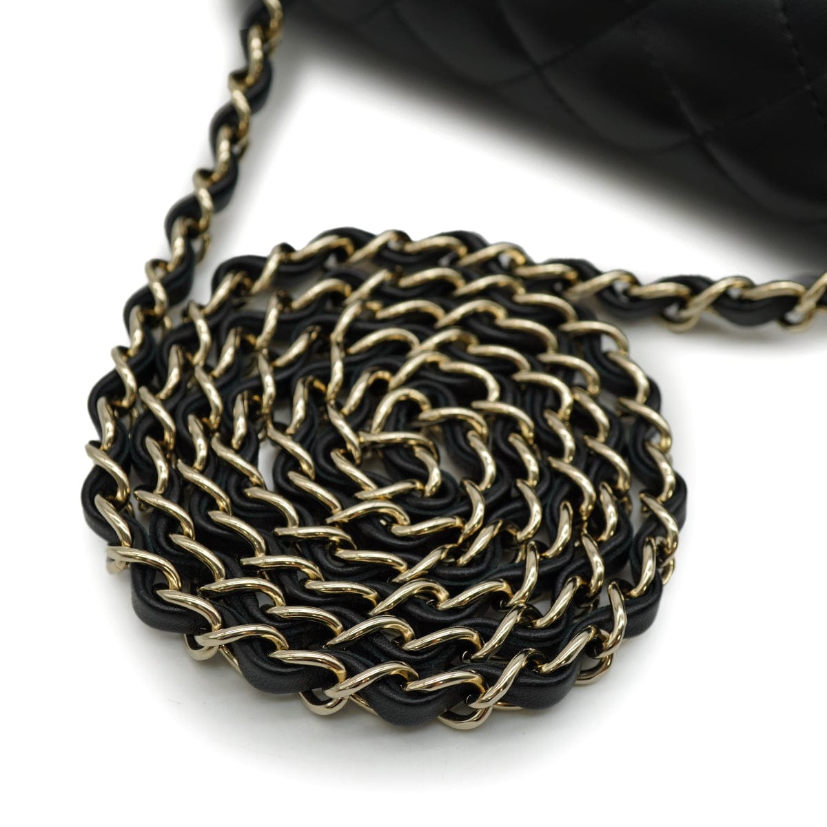 Luxury Promise Japan CHANEL MINI MATELASSE CHAIN SHOULDER BAG BLACK LAMB SKIN GOLD HARDWARE 90346109