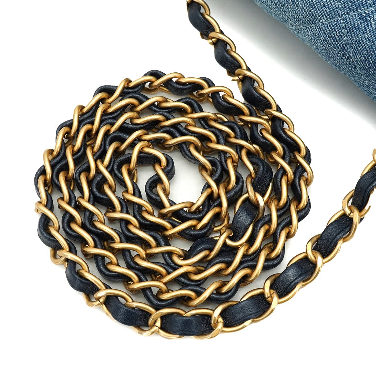 Luxury Promise Japan CHANEL MINI MATELASSE CHAIN SHOULDER BAG BLUE DENIM LAMB SKIN GOLD HARDWARE 90343616