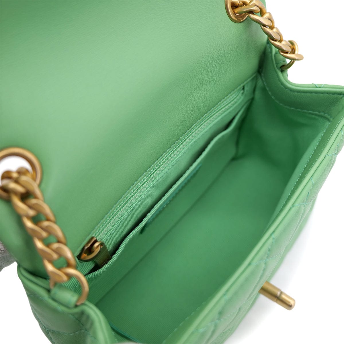 Luxury Promise Japan CHANEL MINI MATELASSE CHAIN SHOULDER BAG GREEN LAMB SKIN 90301708