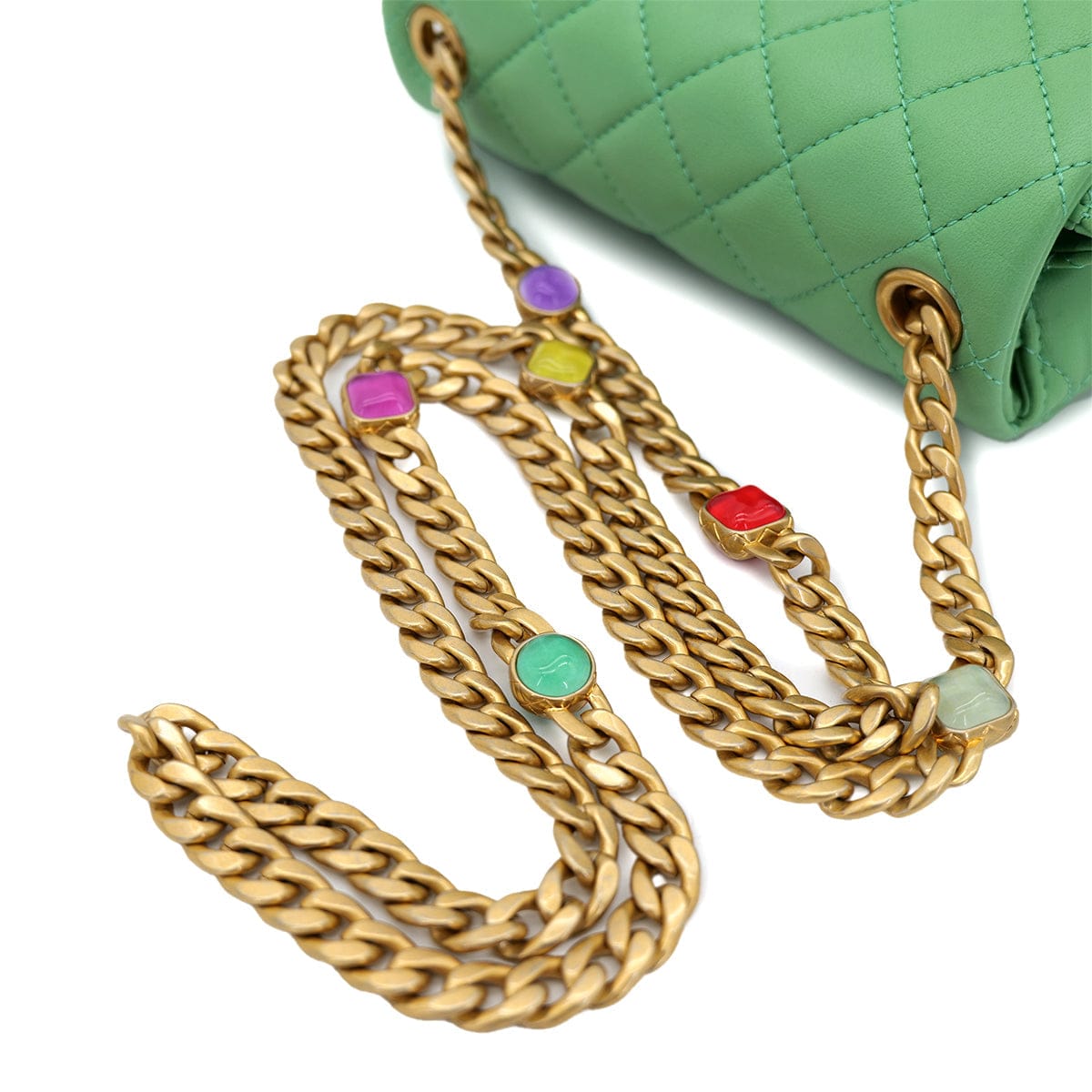 Luxury Promise Japan CHANEL MINI MATELASSE CHAIN SHOULDER BAG GREEN LAMB SKIN 90301708