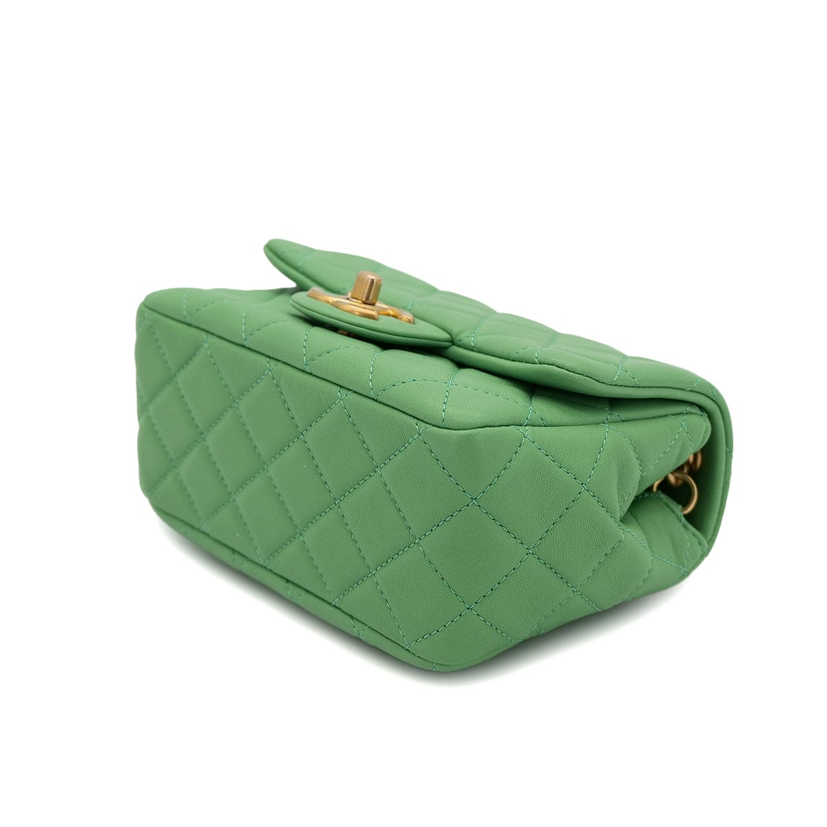 Luxury Promise Japan CHANEL MINI MATELASSE CHAIN SHOULDER BAG GREEN LAMB SKIN 90301708