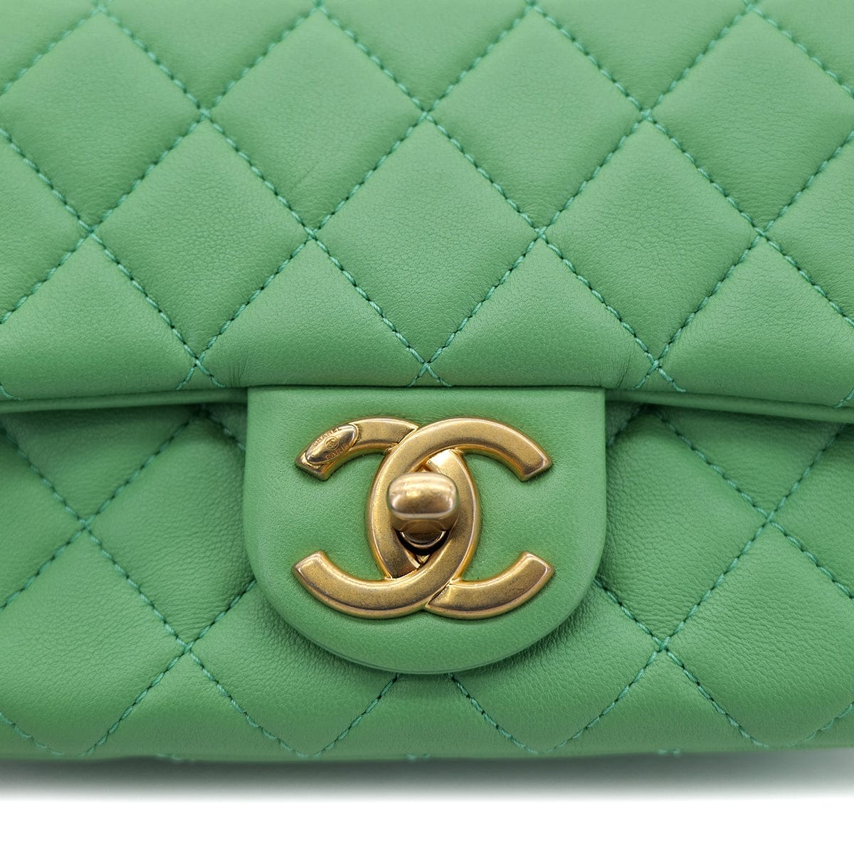Luxury Promise Japan CHANEL MINI MATELASSE CHAIN SHOULDER BAG GREEN LAMB SKIN 90301708