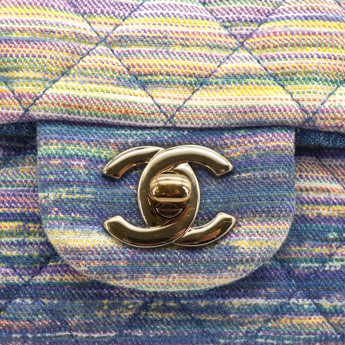Luxury Promise Japan CHANEL MINI MATELASSE CHAIN SHOULDER BAG MULTICOLOR DENIM GOLD HARDWARE 90334871