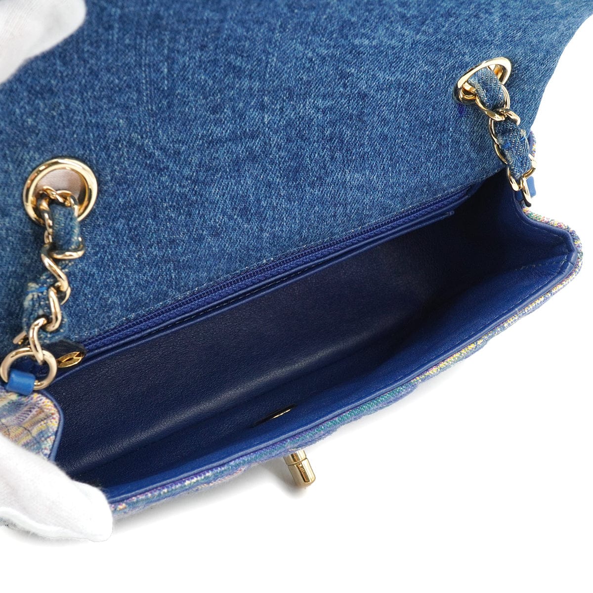 Luxury Promise Japan CHANEL MINI MATELASSE CHAIN SHOULDER BAG MULTICOLOR DENIM GOLD HARDWARE 90334871