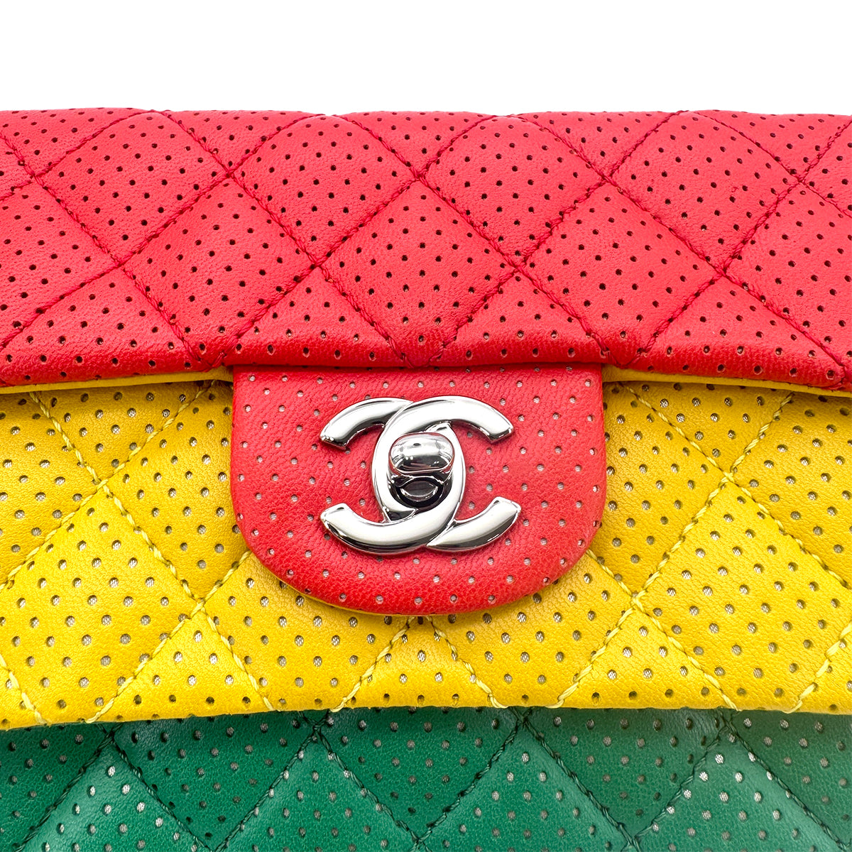Luxury Promise Japan CHANEL MINI MATELASSE CHAIN SHOULDER BAG PUNCHING RASTA COLORS LAMB SKIN 90275622