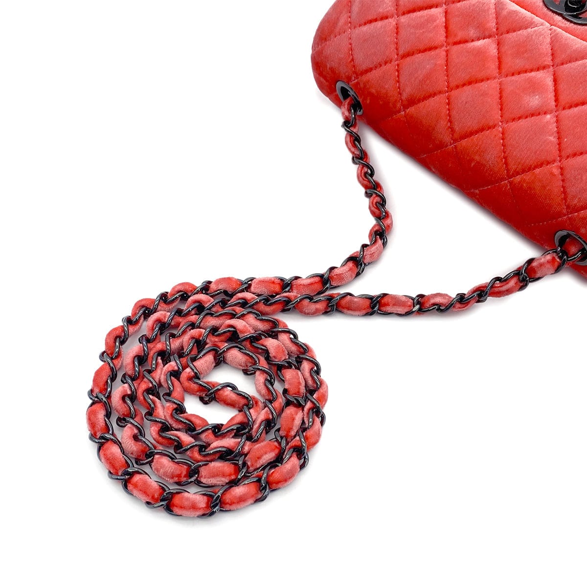 Luxury Promise Japan CHANEL MINI MATELASSE CHAIN SHOULDER BAG RED VELOR 90270802