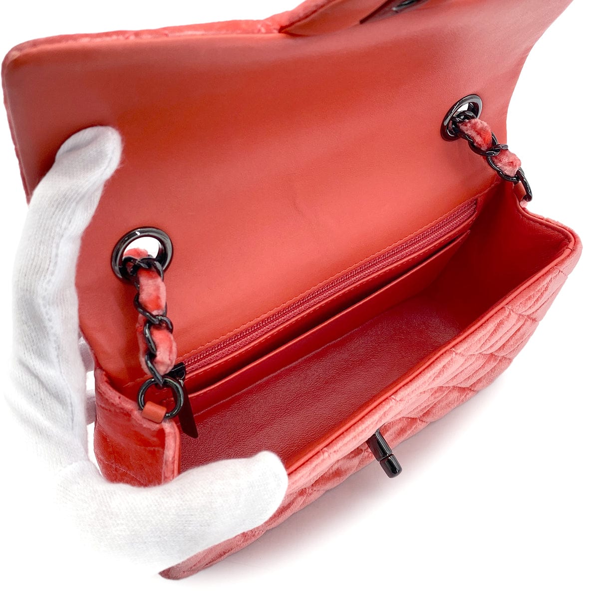 Luxury Promise Japan CHANEL MINI MATELASSE CHAIN SHOULDER BAG RED VELOR 90270802