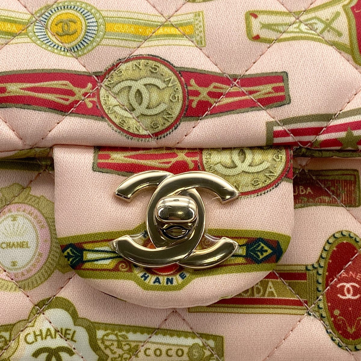 Luxury Promise Japan CHANEL MINI MATELASSE CUBA COLLECTION CHAIN SHOULDER BAG PINK BEIGE SATIN 90309240