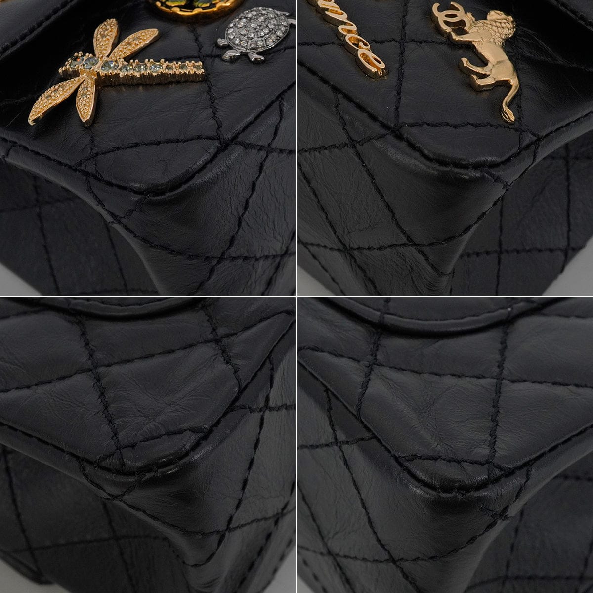 Luxury Promise Japan CHANEL MINI MATERASSE 2.55 LUCKY CHARM CHAIN SHOULDER BAG BLACK LEATHER GOLD HARDWARE 90344457