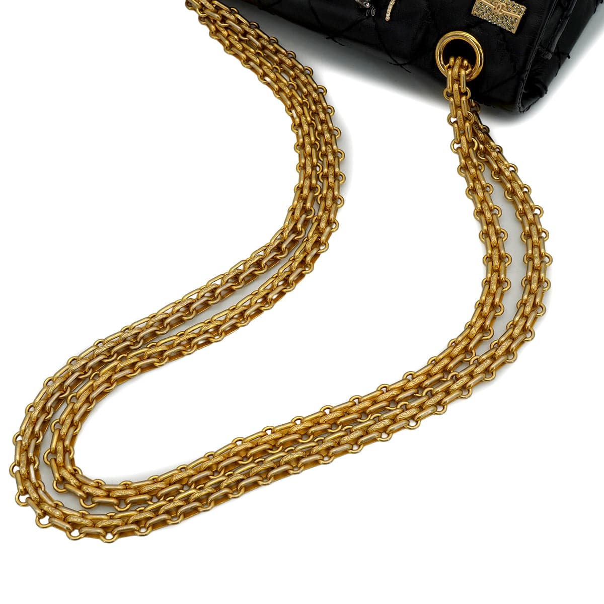 Luxury Promise Japan CHANEL MINI MATERASSE 2.55 LUCKY CHARM CHAIN SHOULDER BAG BLACK LEATHER GOLD HARDWARE 90344457