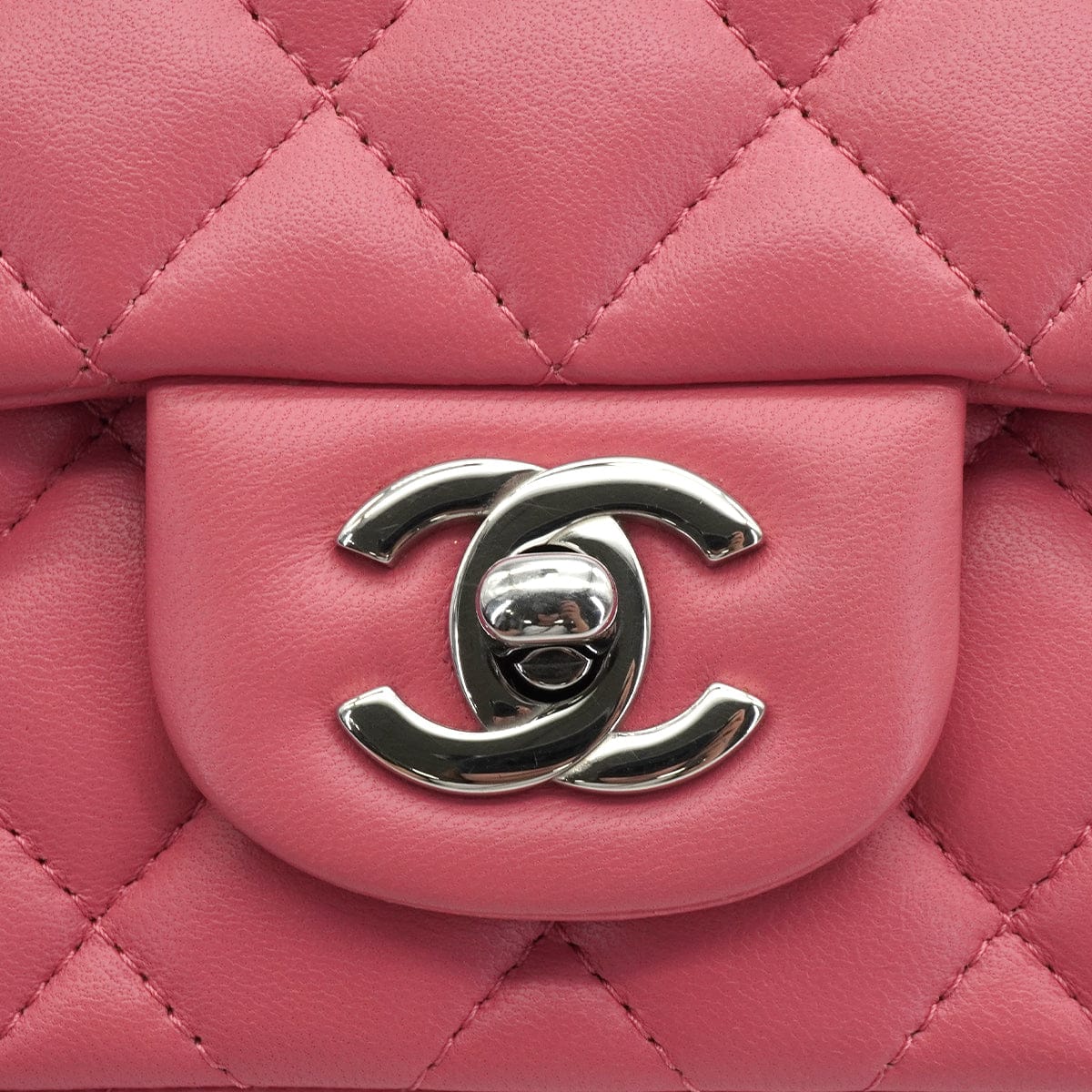 Luxury Promise Japan CHANEL MINI SQUARE 17 CHAIN SHUOLDER BAG PINK LAMB SKIN SILVER HARDWARE 90337277