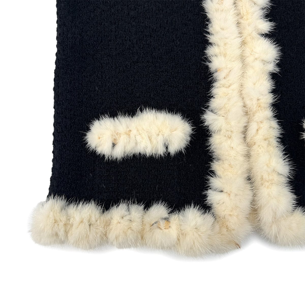 Luxury Promise Japan CHANEL MINK KNIT JACKET BLACK ECRU MOHAIR 42 03A RTW 90296577