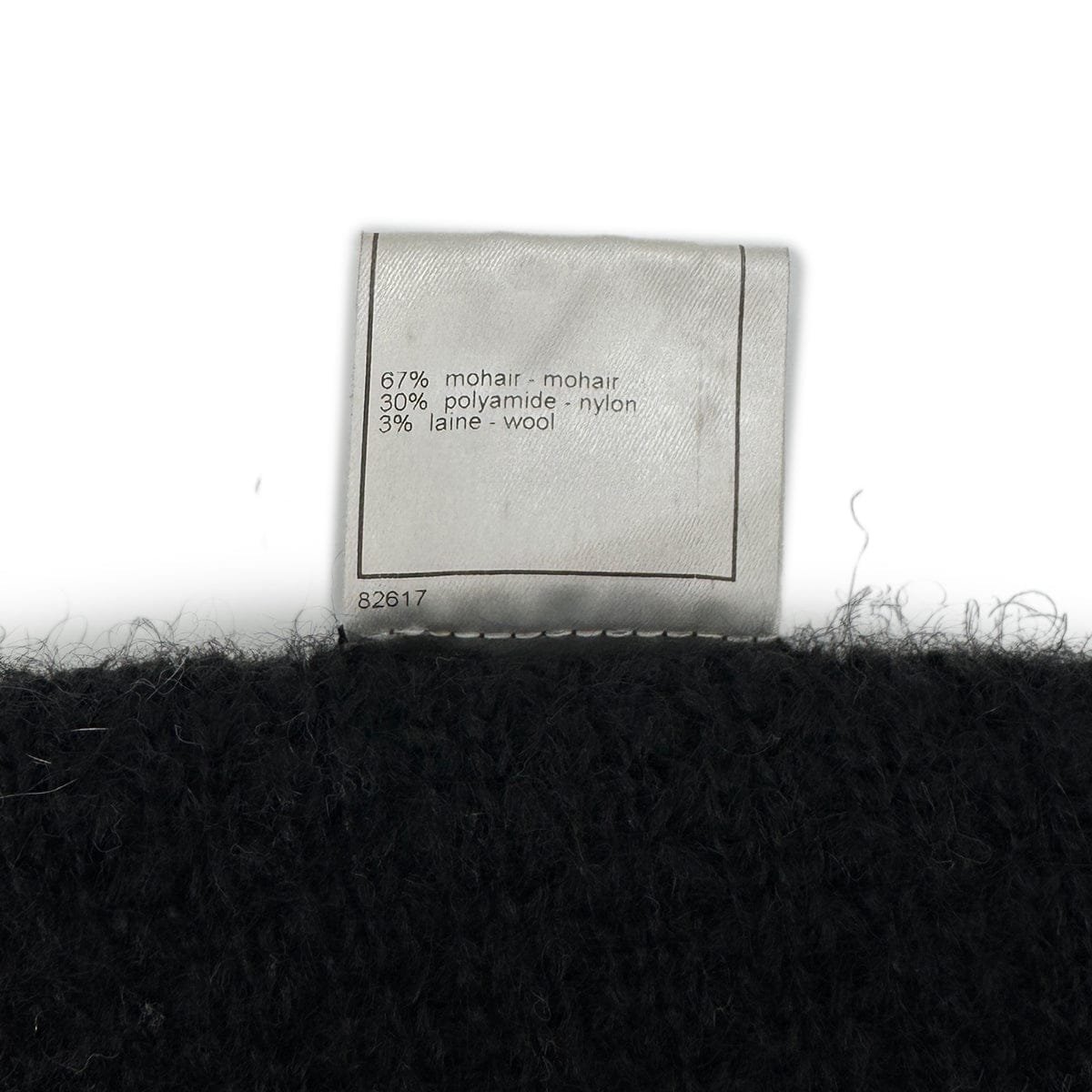 Luxury Promise Japan CHANEL MINK KNIT JACKET BLACK ECRU MOHAIR 42 03A RTW 90296577