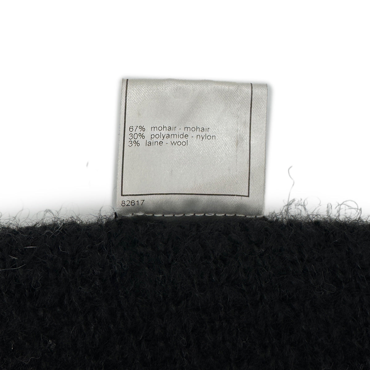 Luxury Promise Japan CHANEL MINK KNIT JACKET BLACK ECRU MOHAIR 42 03A RTW 90296577