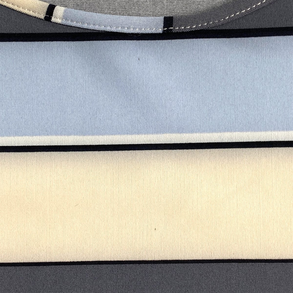 Luxury Promise Japan CHANEL MULTI COLOR STRIPE T-SHIRT LOGO PLATE BLUE GRAY NYLON 40 00C RTW 90291316