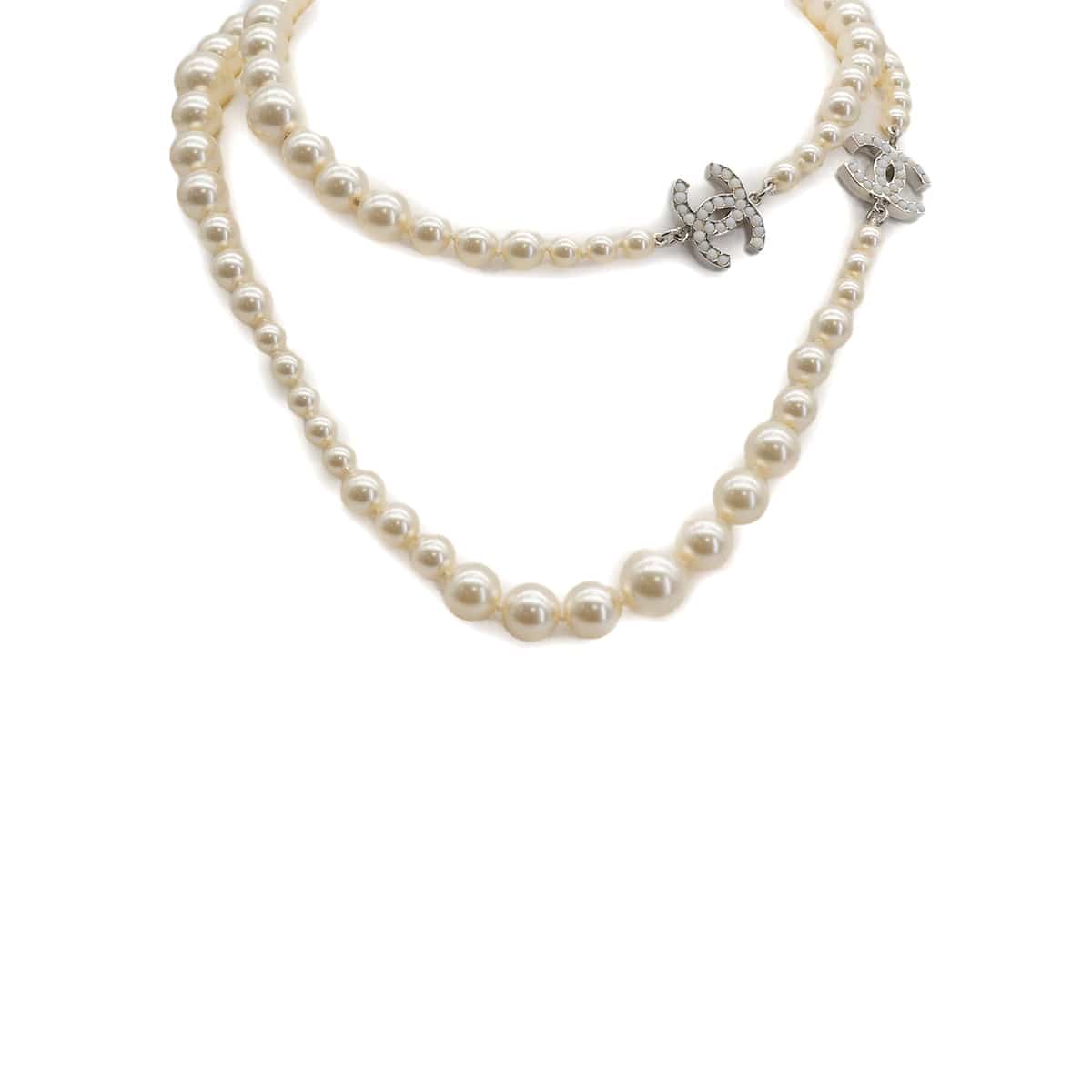 Luxury Promise Japan CHANEL NECKLACE COCOMARK FAUX PEARL WHITE ACCESSORY 10V 90313357