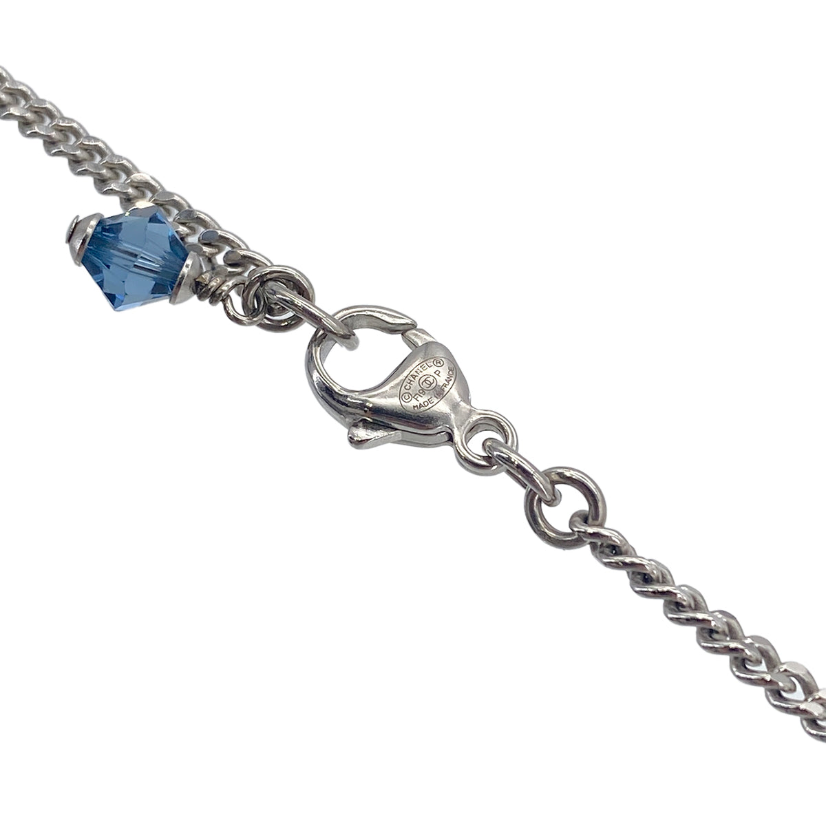 Luxury Promise Japan CHANEL NECKLACE COCOMARK RHINESTONE BLUE SILVER ACCESSORY F19P 90276362