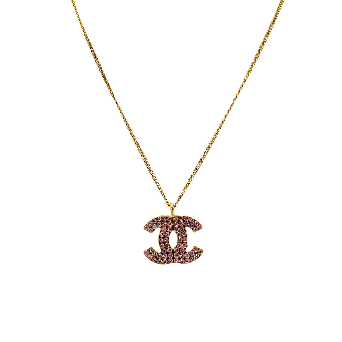 Luxury Promise Japan CHANEL NECKLACE COCOMARK RHINESTONE PINK ACCESSORY 02P 90301116