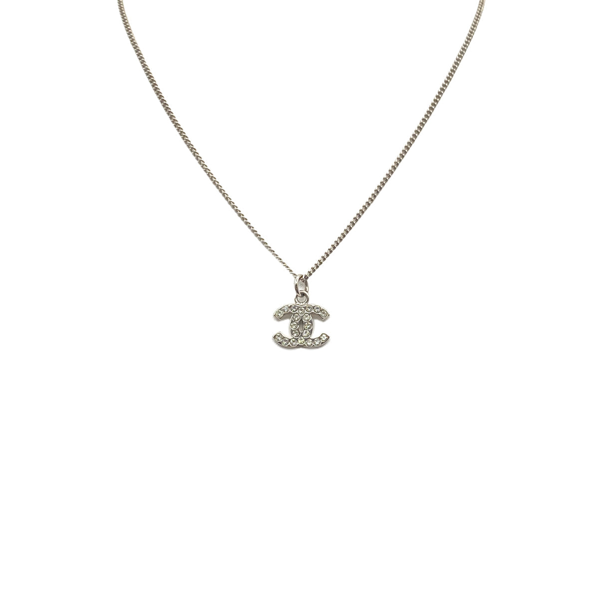 Luxury Promise Japan CHANEL NECKLACE COCOMARK RHINESTONE SILVER ACCESSORY B10V 90273914