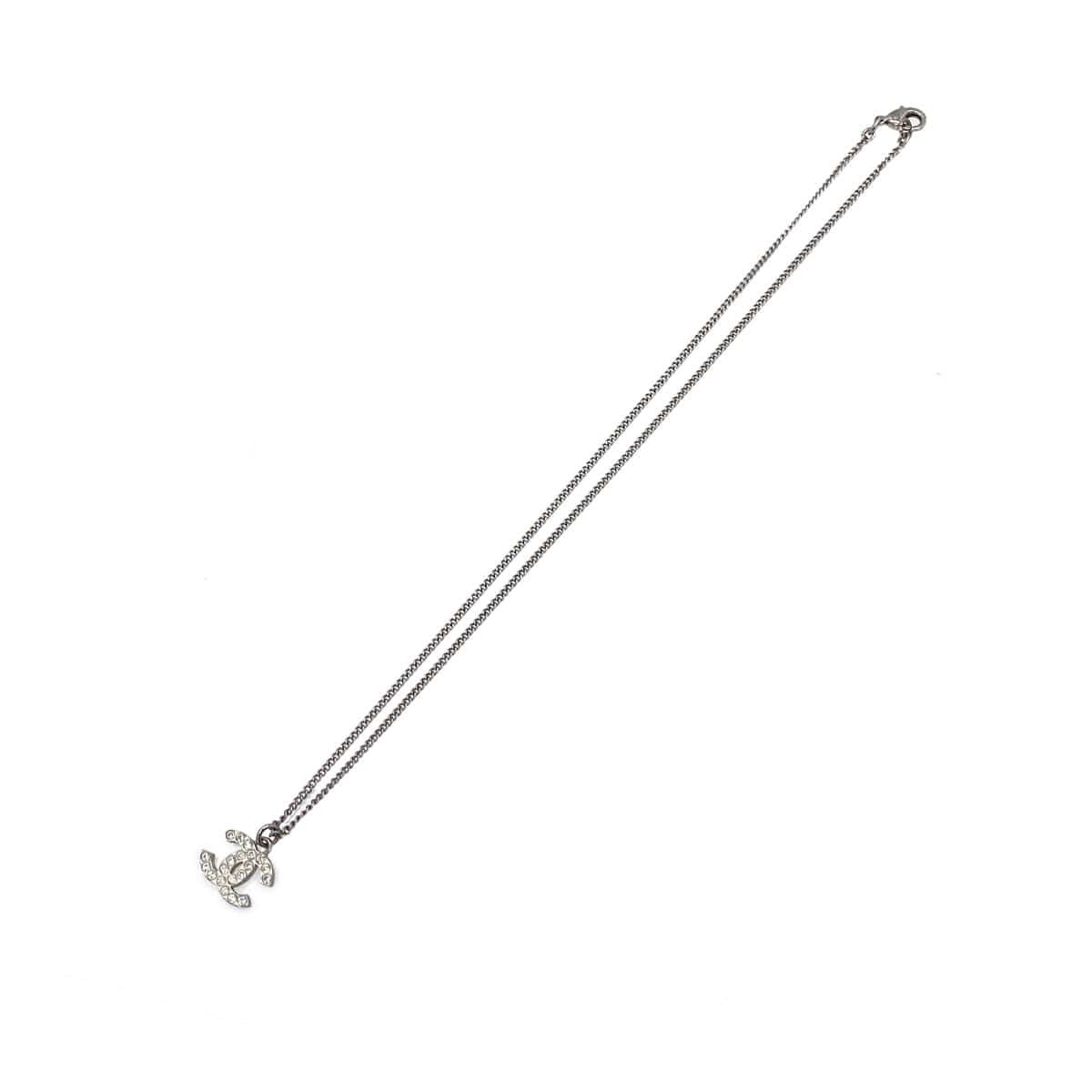 Luxury Promise Japan CHANEL NECKLACE COCOMARK RHINESTONE SILVER ACCESSORY F12W 90279598