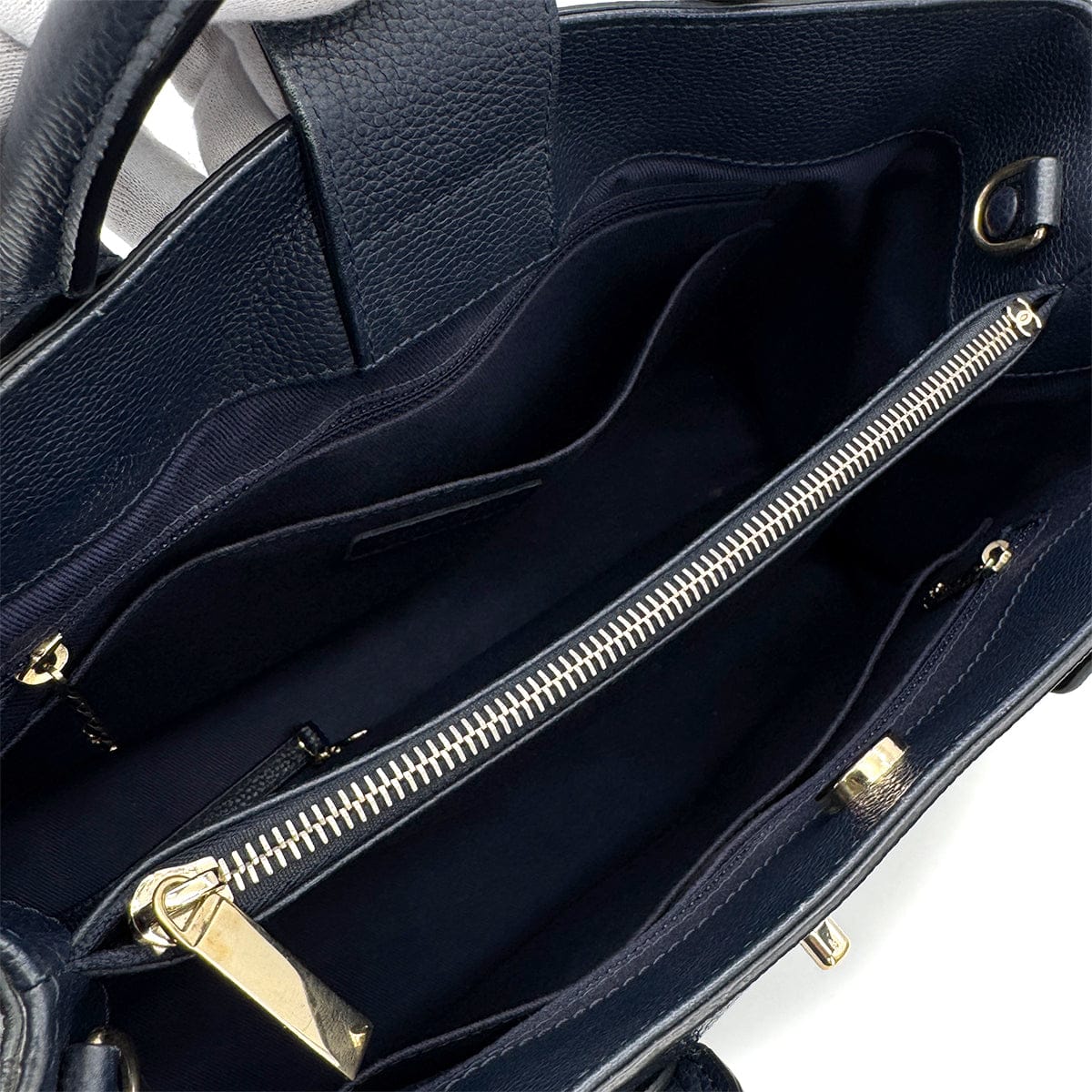 Luxury Promise Japan CHANEL NEO EXECUTIVE TOTE SHOULDER BAG NAVY CAVIAR SKIN GOLD HARDWARE 90322920
