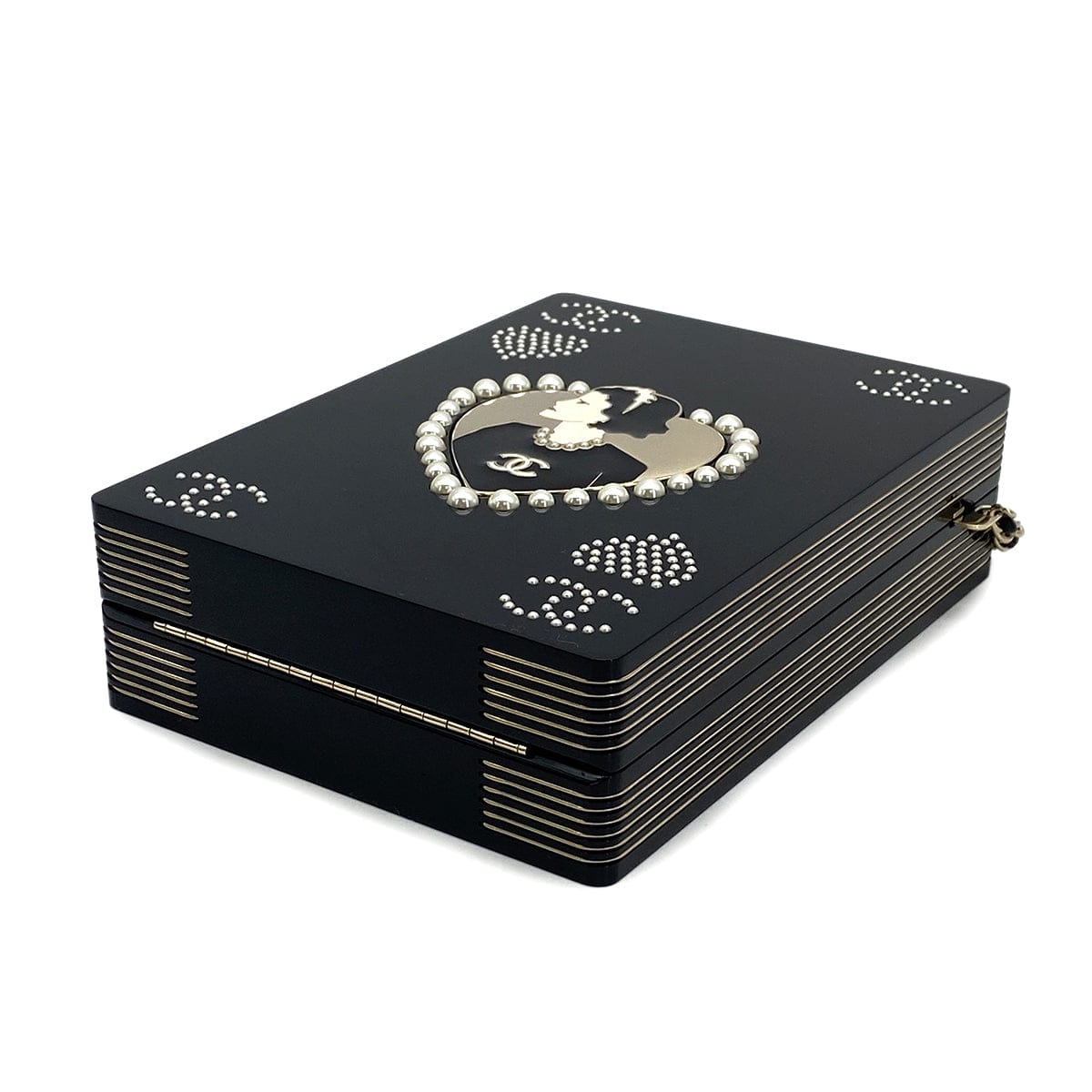 Luxury Promise Japan CHANEL PLAYING CARD CASINO MINAUDIERE CHAIN BAG BLACK PLASTIC GOLD HARDWARE 90309738