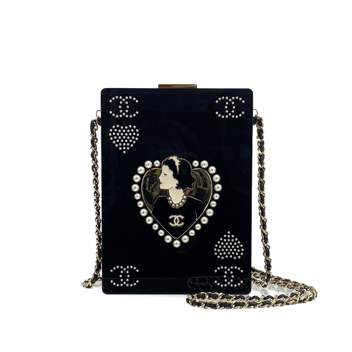 Luxury Promise Japan CHANEL PLAYING CARD CASINO MINAUDIERE CHAIN BAG BLACK PLASTIC GOLD HARDWARE 90309738