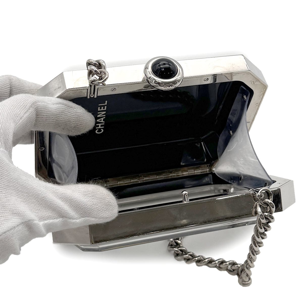 Luxury Promise Japan CHANEL PREMIERE CHAIN SHOULDER BAG CLEAR BLACK SILVER ACRYLIC 90274051