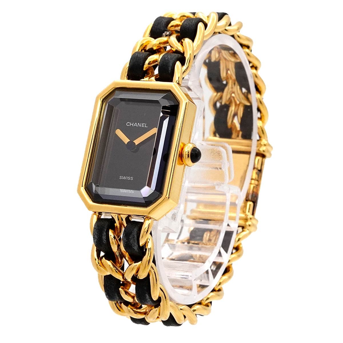 Luxury Promise Japan CHANEL Premiere M size H0001 Vintage Women's Watch Black and Gold Quartz Watch 90272225