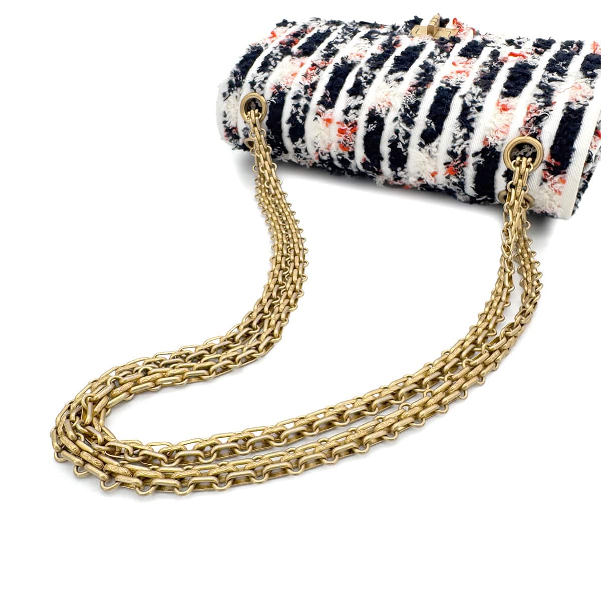 Luxury Promise Japan CHANEL REISSUE 2.55 STRIPE PATTERN CHAIN SHOULDER BAG MULTICOLOR TWEED 90286023