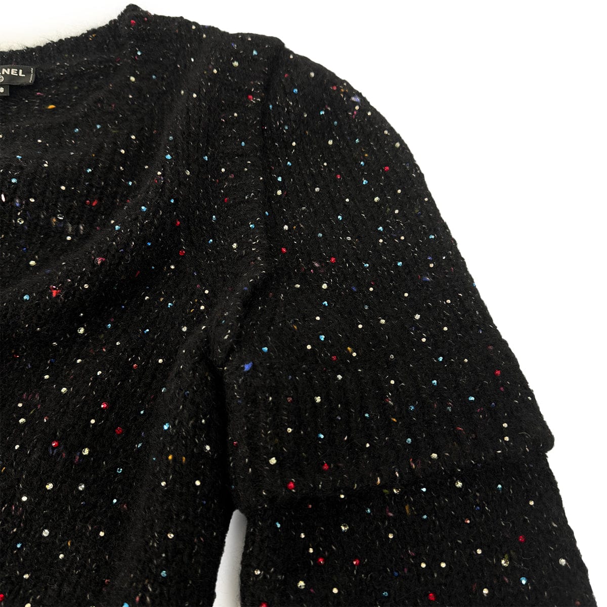 Luxury Promise Japan CHANEL RHINESTONE KNIT BLACK MULTICOLOR ALPACA 38 P57 RTW 90304983