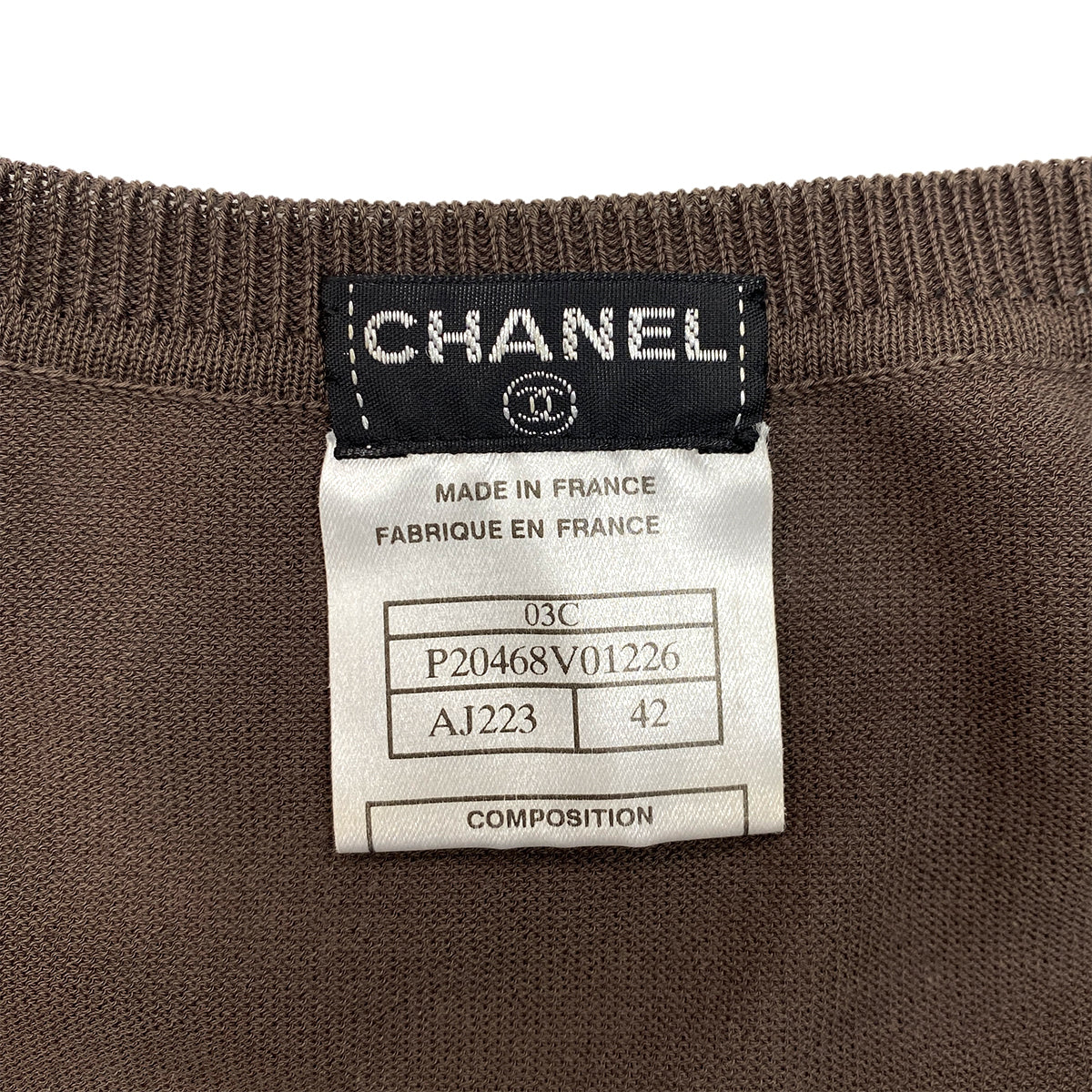 Luxury Promise Japan CHANEL SHORT SLEEVE TOPS BROWN COTTON 42 03C RTW 90288017