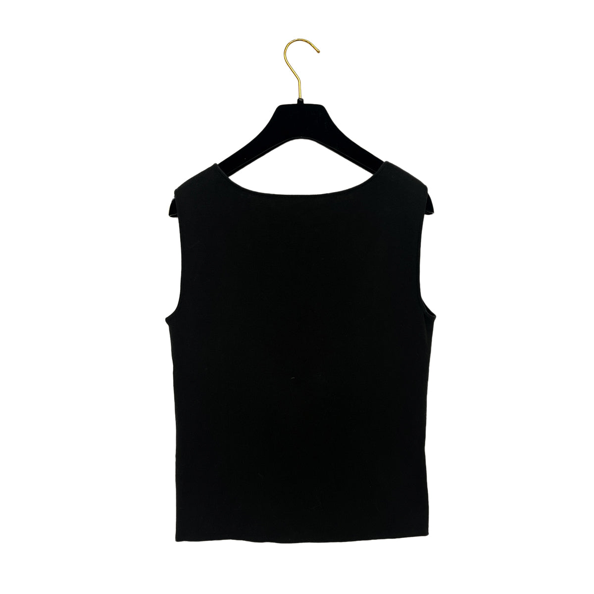 Luxury Promise Japan CHANEL SLEEVELESS TOPS BLACK COTTON 42 02P RTW 90288045