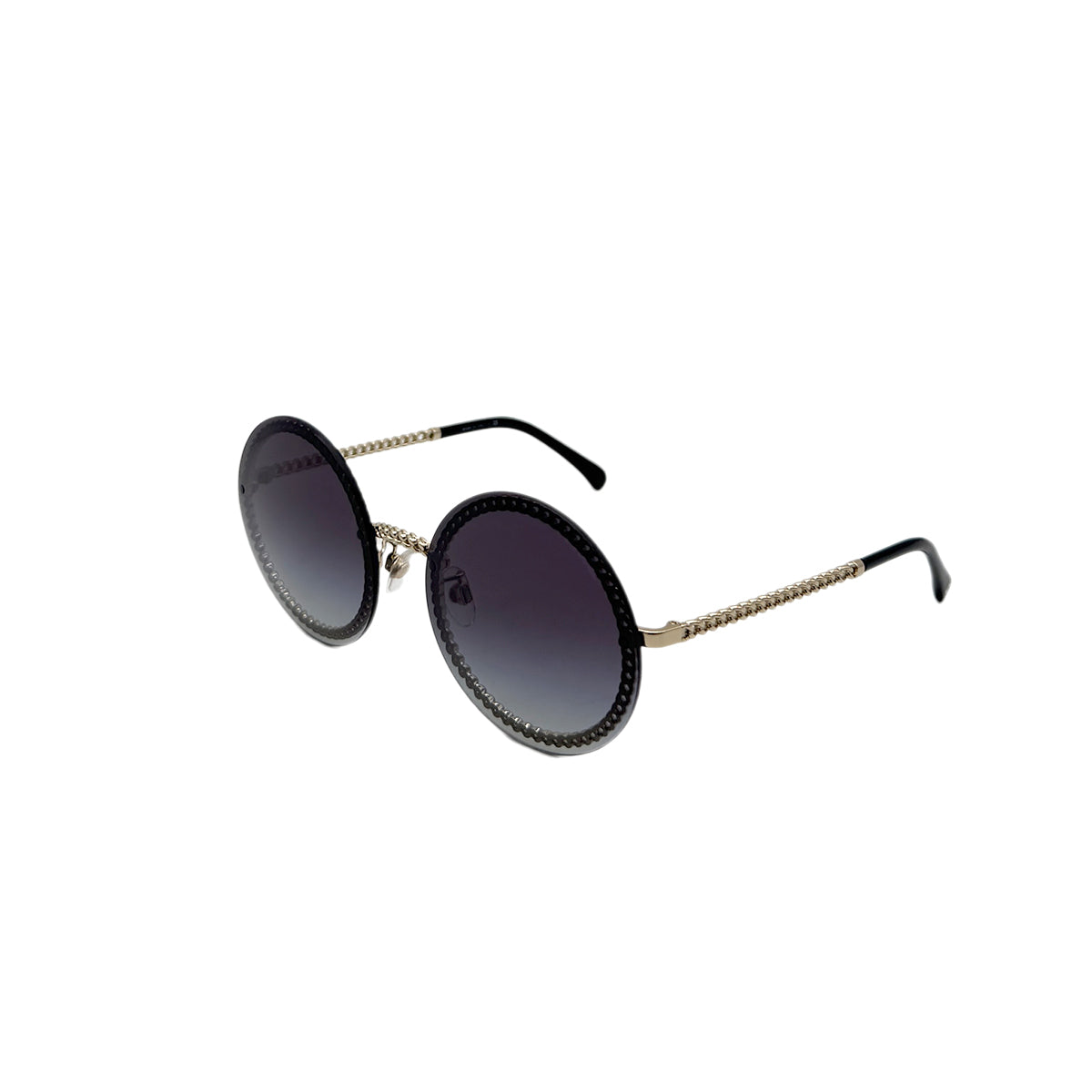 Luxury Promise Japan CHANEL SUNGLASSES CIRCLE CHAIN BLACK GOLD EYEWEAR 90296472