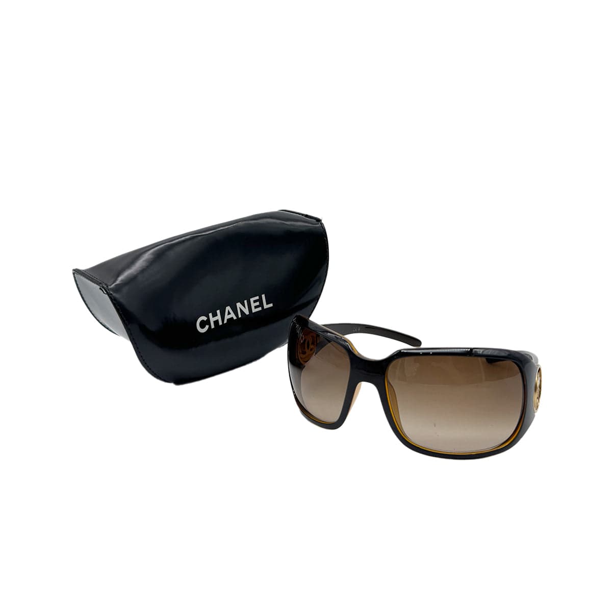 Luxury Promise Japan CHANEL SUNGLASSES CIRCLE COCOMARK BROWN GOLD EYEWEAR 90296474