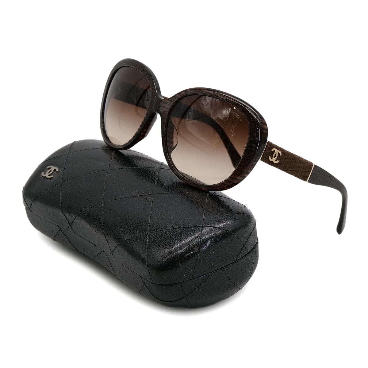 Luxury Promise Japan CHANEL SUNGLASSES COCOMARK BROWN GOLD VELOR EYEWEAR 90312956