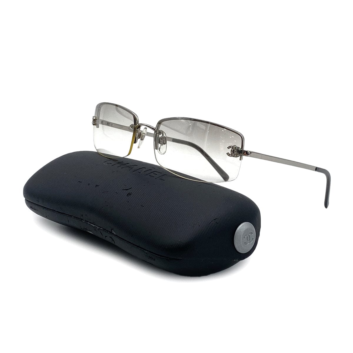 Luxury Promise Japan CHANEL SUNGLASSES COCOMARK RHINESTONE CLEAR SILVER EYEWEAR 90297260