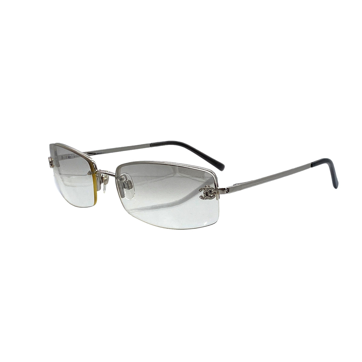Luxury Promise Japan CHANEL SUNGLASSES COCOMARK RHINESTONE CLEAR SILVER EYEWEAR 90297260