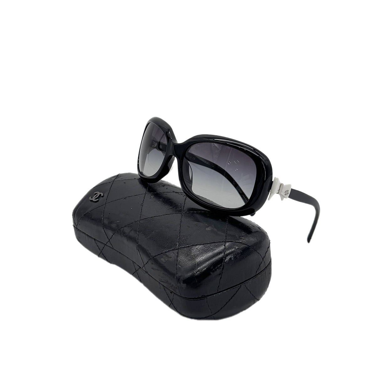 Luxury Promise Japan CHANEL SUNGLASSES COCOMARK RIBBON BLACK WHITE EYEWEAR 90296461