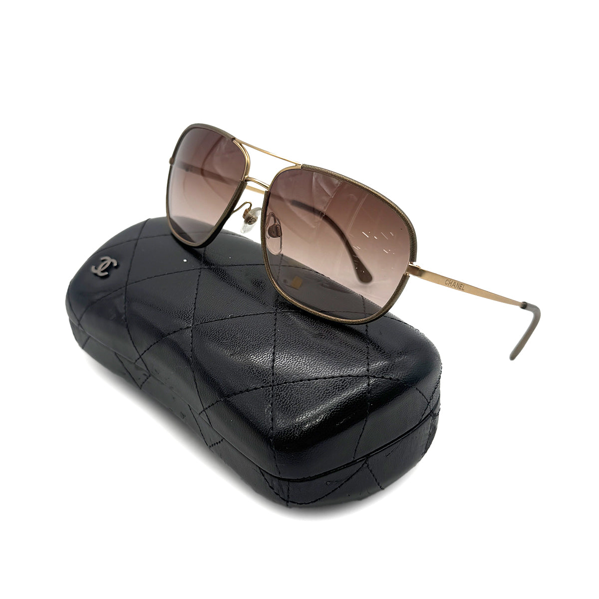 Luxury Promise Japan CHANEL SUNGLASSES LOGO BROWN GOLD EYEWEAR 90301121