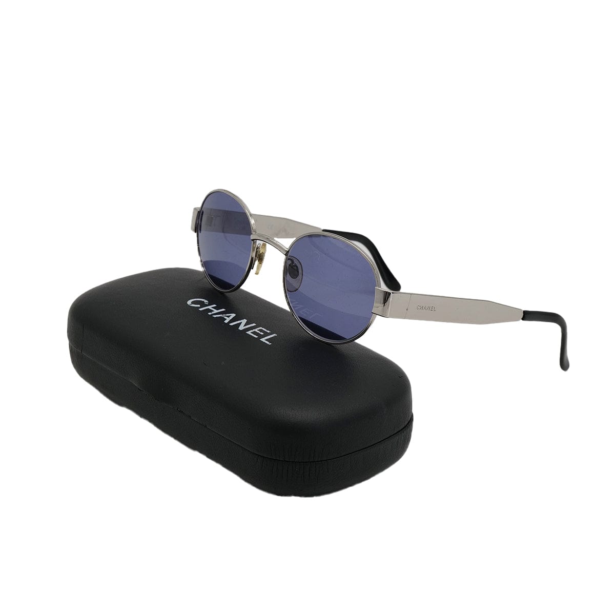 Luxury Promise Japan CHANEL SUNGLASSES LOGO ROUND BLUE SILVER EYEWEAR 90322140