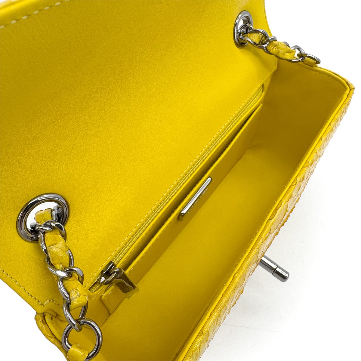 Luxury Promise Japan CHANEL TURN LOCK CHAIN SHOULDER BAG YELLOW PYTHON 90309173