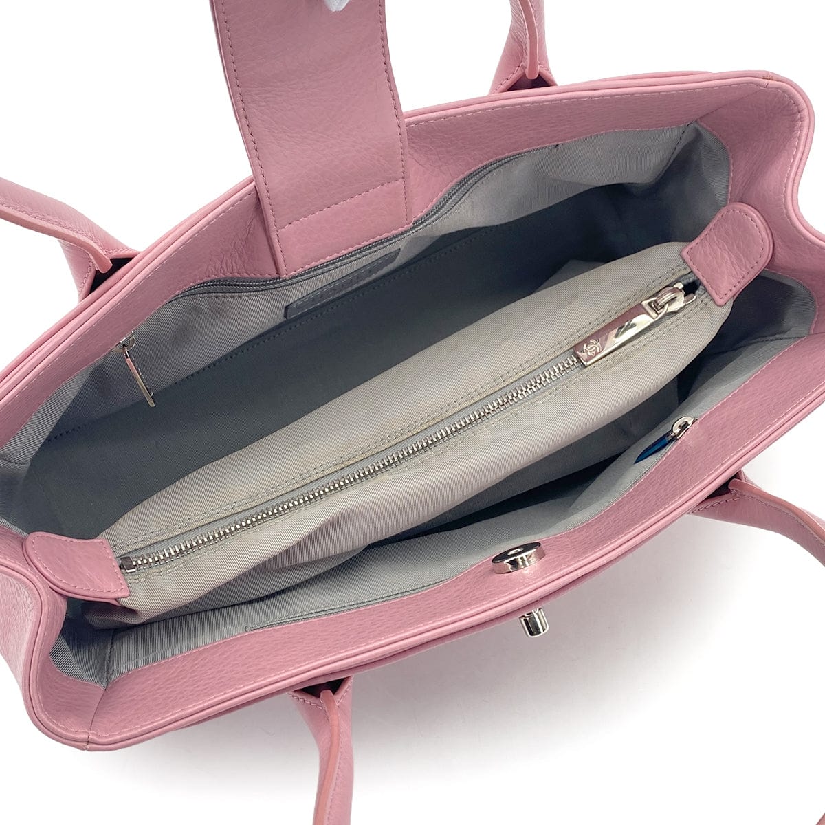 Luxury Promise Japan CHANEL TURN LOCK TOTE BAG PINK LEATHER SILVER HARDWARE 90324848