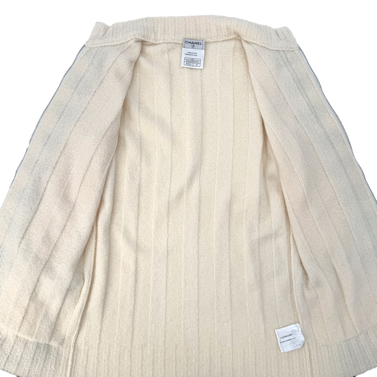 Luxury Promise Japan CHANEL TWEED CARDIGAN IVORY BLACK CASHMERE 38 05A RTW 90292789