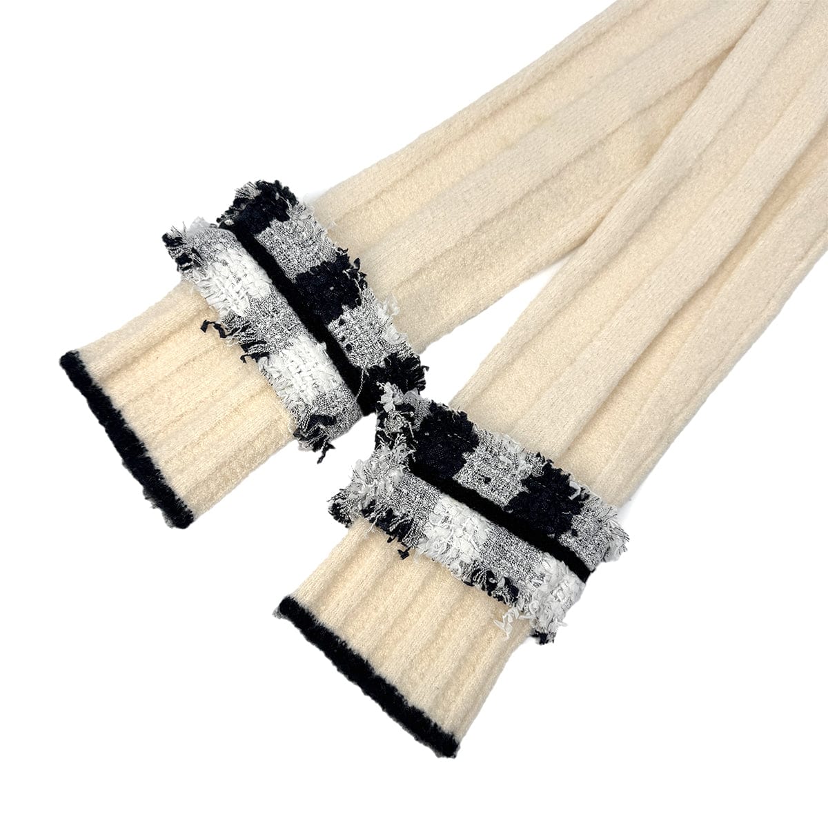 Luxury Promise Japan CHANEL TWEED CARDIGAN IVORY BLACK CASHMERE 38 05A RTW 90292789