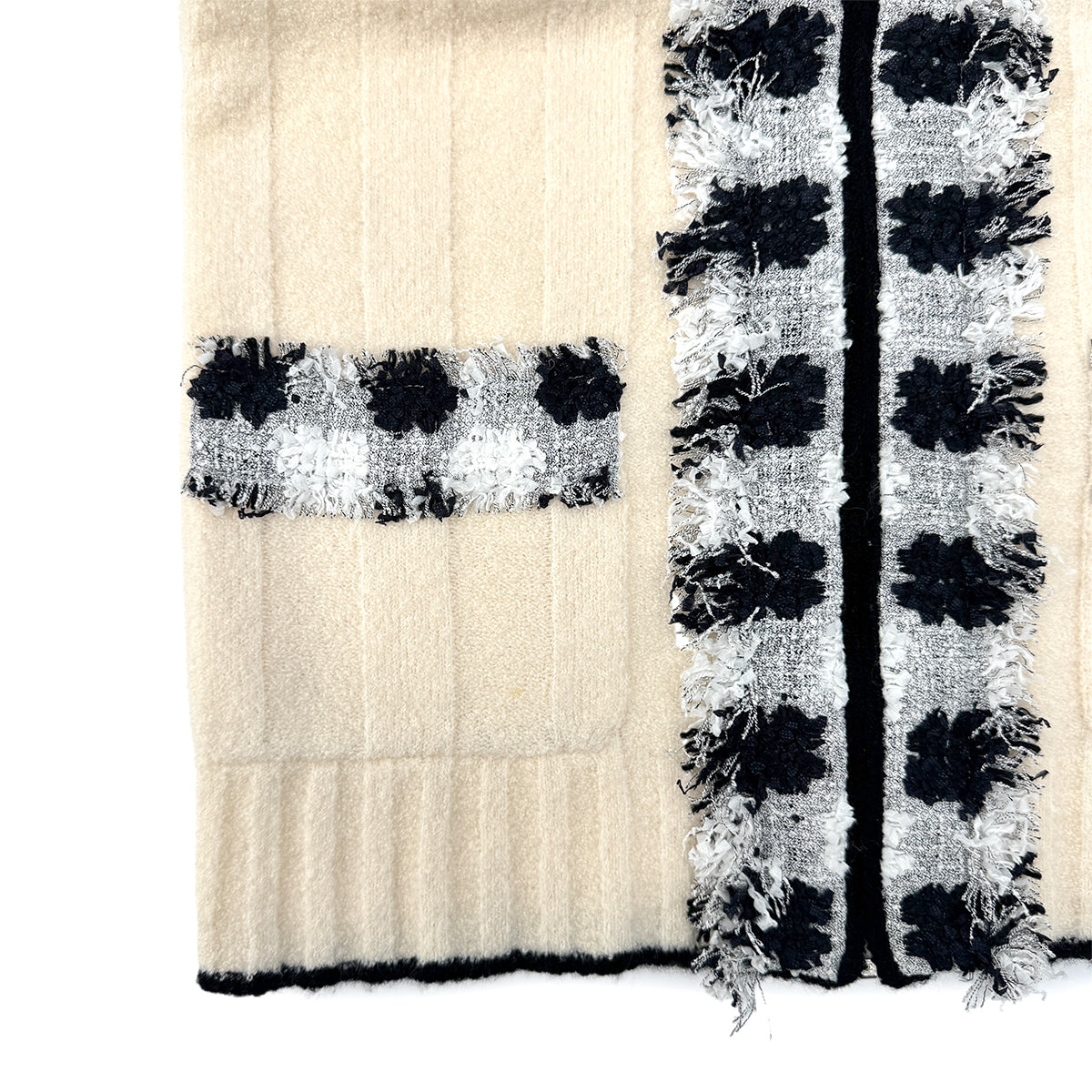 Luxury Promise Japan CHANEL TWEED CARDIGAN IVORY BLACK CASHMERE 38 05A RTW 90292789