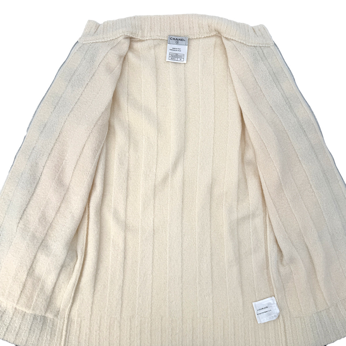 Luxury Promise Japan CHANEL TWEED CARDIGAN IVORY BLACK CASHMERE 38 05A RTW 90292789