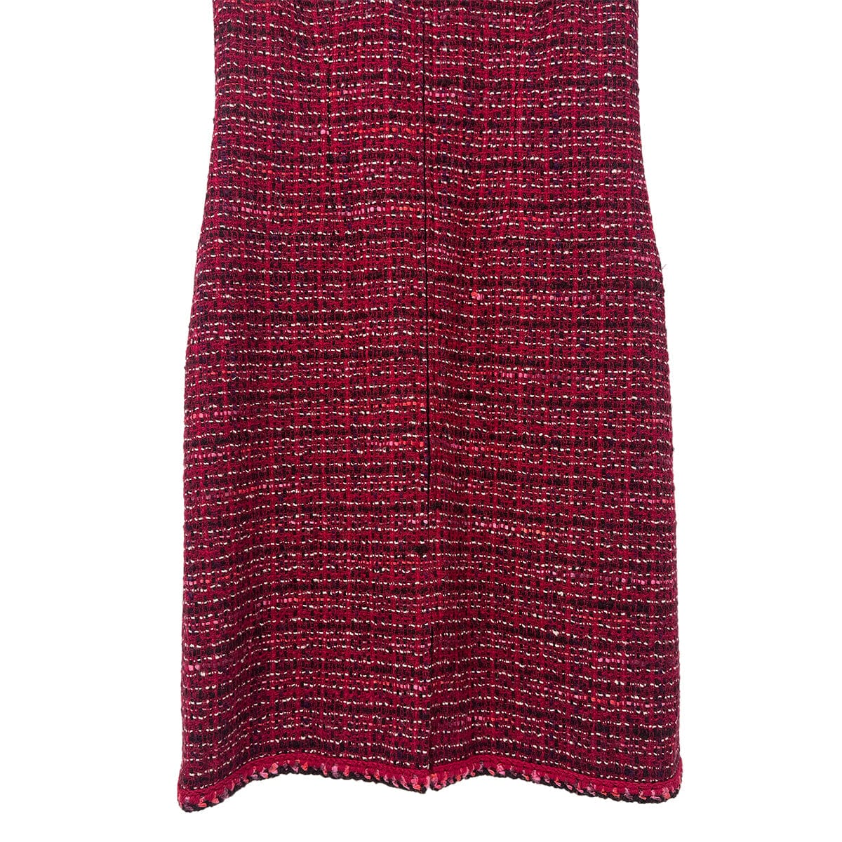 Luxury Promise Japan CHANEL TWEED COCO BUTTON SLEEVELESS ZIP DRESS RED WOOL 42 01A RTW 90283150