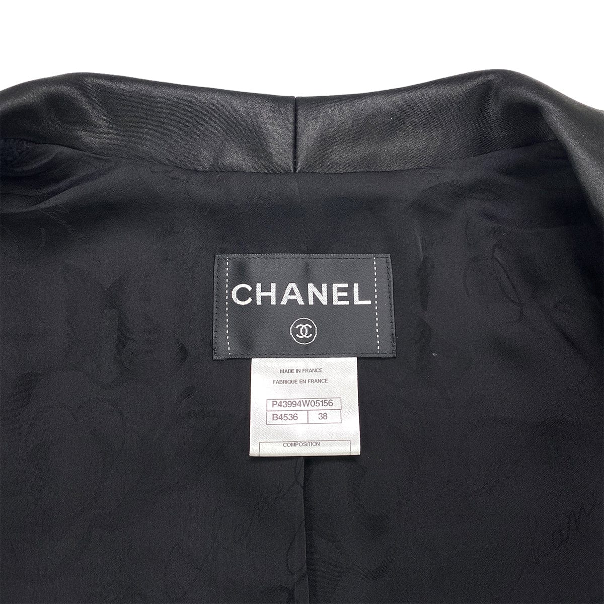 Luxury Promise Japan CHANEL TWEED JACKET COLOR STONE RHINESTONE BUTTON BLACK COTTON 38 P43 RTW 90284032