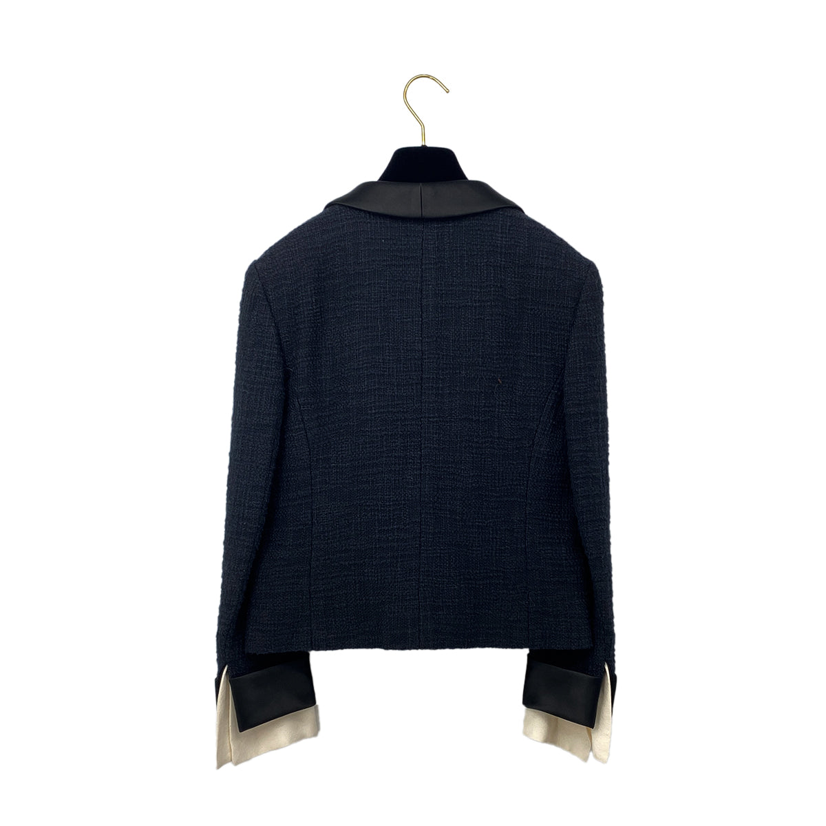 Luxury Promise Japan CHANEL TWEED JACKET COLOR STONE RHINESTONE BUTTON BLACK COTTON 38 P43 RTW 90284032